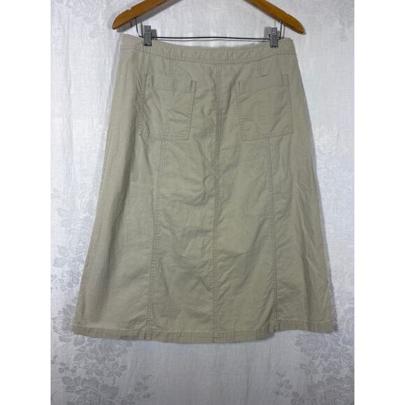 J Crew Skirt 10 Tan A Line Midi Linen Blend Y2K Vintage - Picture 7 of 11